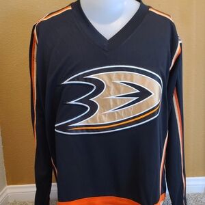 Anaheim Ducks Light Weight Jersey Black and Orange Adult Medium